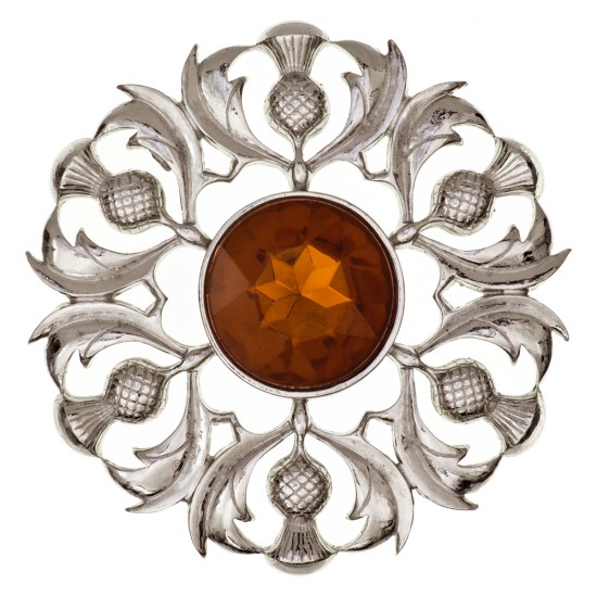 234 Scottish Thistle Plaid Brooch