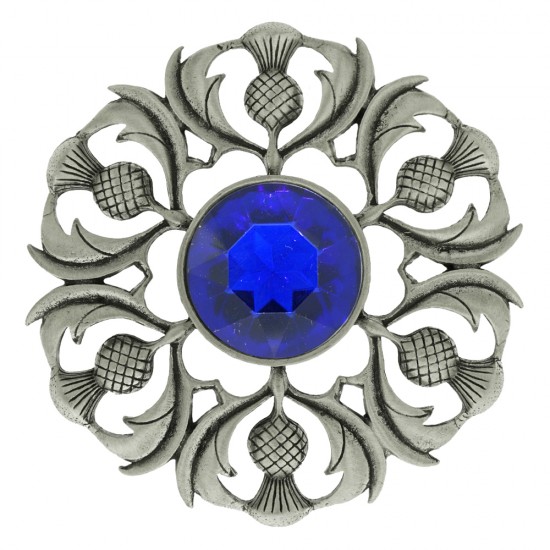 234 Antique Scottish Thistle Plaid Brooch