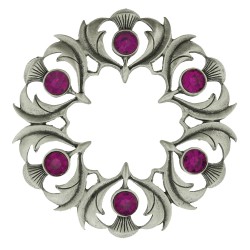 235 Antique Scottish Thistle Plaid Brooch