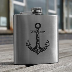 HF6 AN - 6oz Stainless Steel Hip Flask Anchor