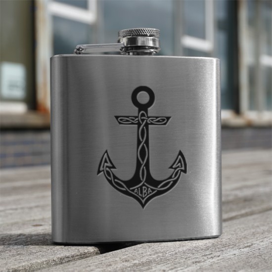 HF6 AN - 6oz Stainless Steel Hip Flask Anchor HF6 AN - 6oz Stainless Steel Hip Flask Anchor