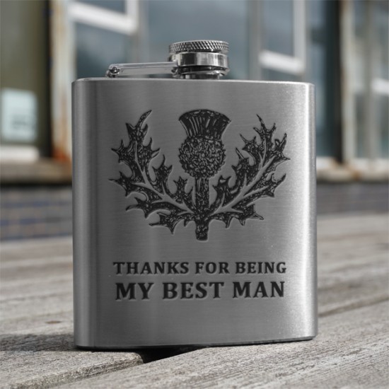 HF6 BM - 6oz Stainless Steel Hip Flask 'Best Man' HF6 BM - 6oz Stainless Steel Hip Flask 'Best Man'