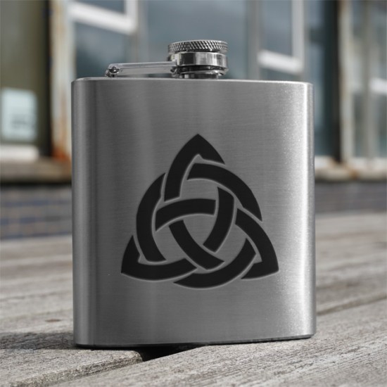 HF6 CI - 6oz Stainless Steel Hip Flask Celtic Interlace HF6 CI - 6oz Stainless Steel Hip Flask Celtic Interlace