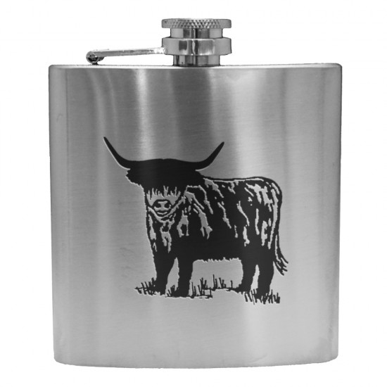 HF6 HC - 6oz Stainless Steel Hip Flask Highland Cow HF6 HC - 6oz Stainless Steel Hip Flask Highland Cow