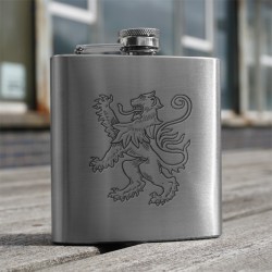 HF6 LR - 6oz Stainless Steel Hip Flask Lion Rampant