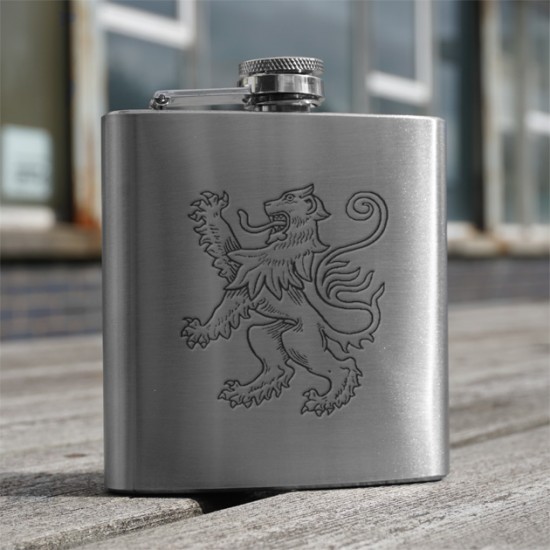 HF6 LR - 6oz Stainless Steel Hip Flask Lion Rampant HF6 LR - 6oz Stainless Steel Hip Flask Lion Rampant