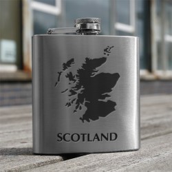 HF6 SM - 6oz Stainless Steel Hip Flask Scotland Map