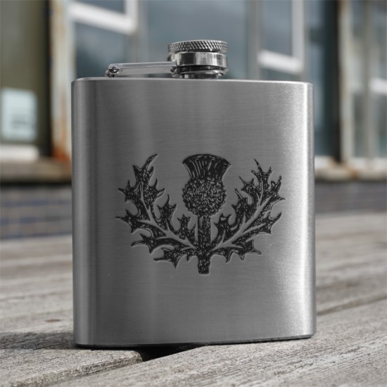 HF6 TH - 6oz Stainless Steel Hip Flask Thistle HF6 TH - 6oz Stainless Steel Hip Flask Thistle