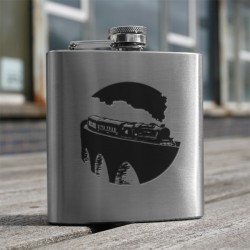 HF6 TR - 6oz Stainless Steel Hip Flask Steam Train