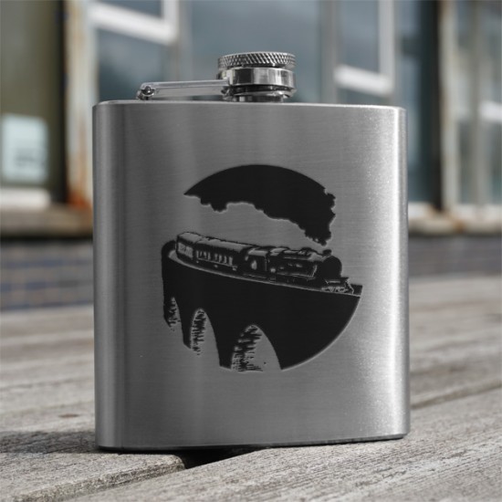 HF6 TR - 6oz Stainless Steel Hip Flask Steam Train HF6 TR - 6oz Stainless Steel Hip Flask Steam Train