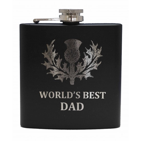 HF6 B BD - 6oz Matt Black Hip Flask 'Best Dad' HF6 B BD - 6oz Matt Black Hip Flask 'Best Dad'