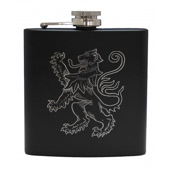 HF6 B LR - 6oz Matt Black Hip Flask Lion Rampant HF6 B LR - 6oz Matt Black Hip Flask Lion Rampant