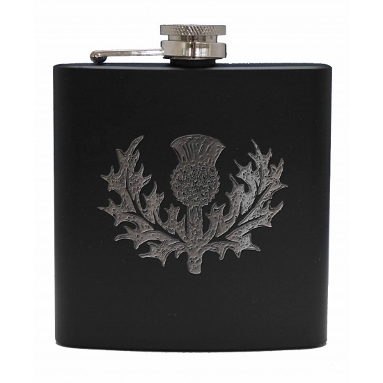 HF6 B TH - 6oz Matt Black Hip Flask Thistle HF6 B TH - 6oz Matt Black Hip Flask Thistle
