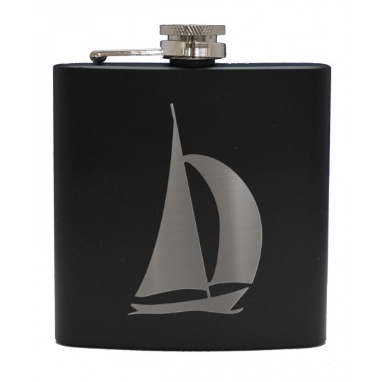 HF6 B YA - 6oz Matt Black Hip Flask Yacht HF6 B YA - 6oz Matt Black Hip Flask Yacht