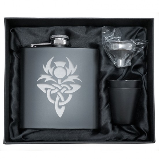 HF6 BS 6oz Hip Flask Matt Black Box Set HF6 BS 6oz Hip Flask Matt Black Box Set