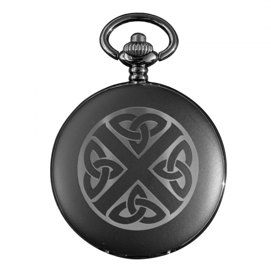PW1B CS - Celtic Saltire Matt Black Pocket Watch PW1B CS - Celtic Saltire Matt Black Pocket Watch