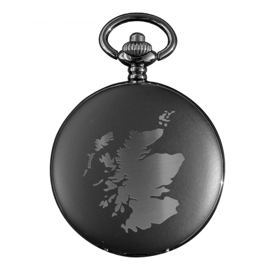 PW1B SM - Scotland Map Matt Black Pocket Watch PW1B SM - Scotland Map Matt Black Pocket Watch